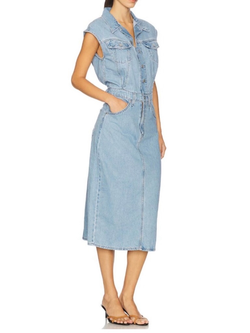 Levi's Light Blue Denim Midi Dress - Picture 4 of 9
